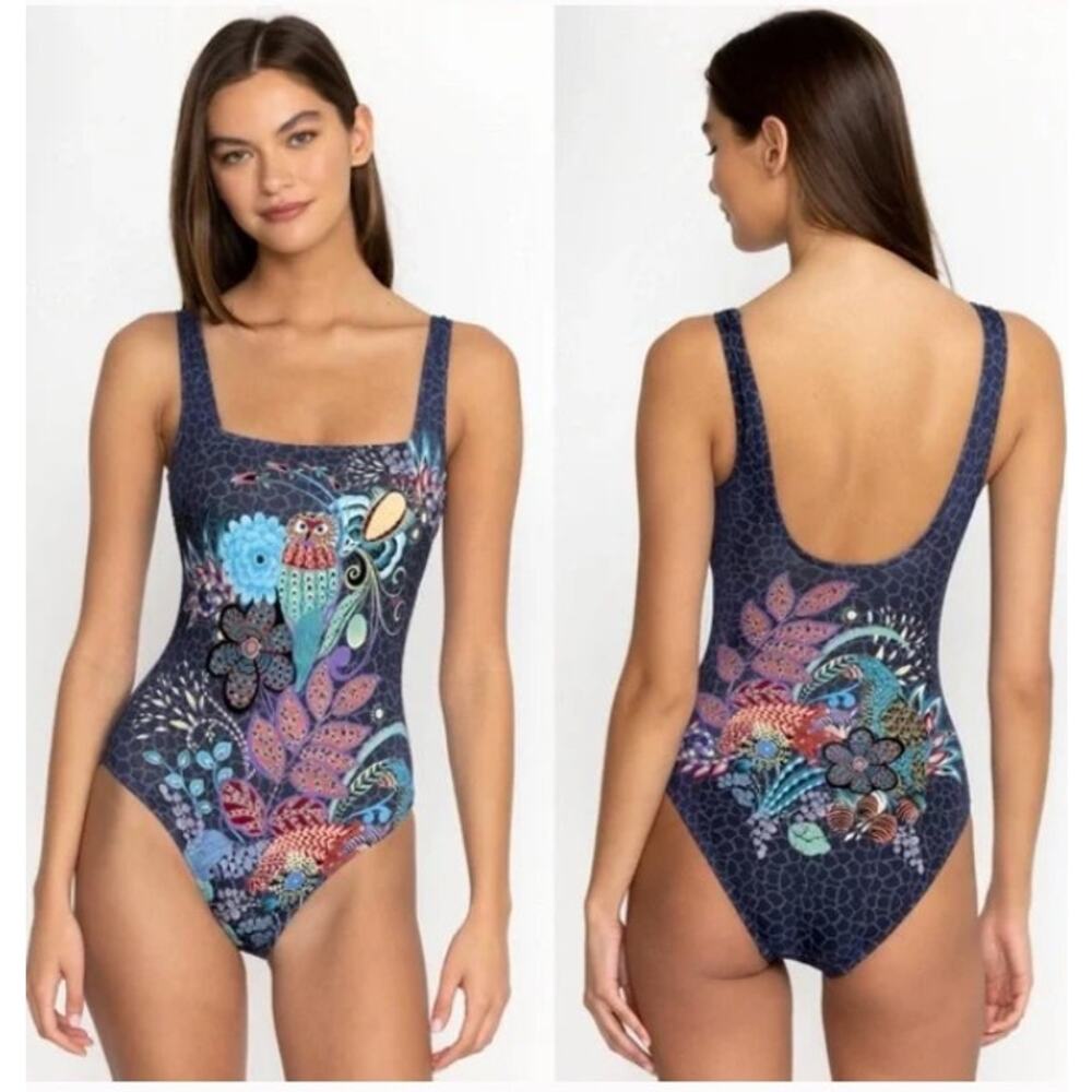 NWT Johnny Was  Square Neck One Piece Swimsuit Size XS